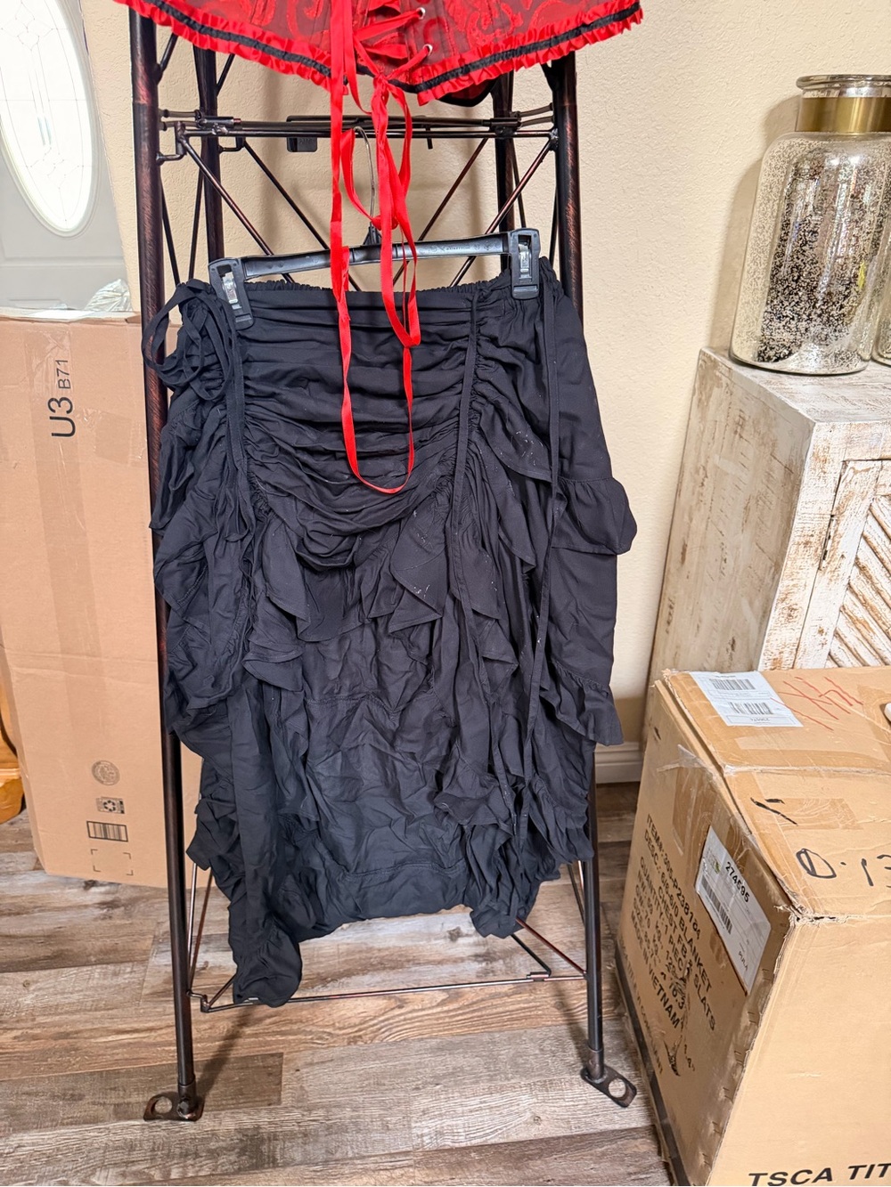 Women's Black Ruffled Skirt Top - Brand Unknown